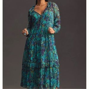 Anthropologie The Marais Printed Chiffon Maxi Dress